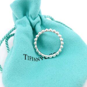 Tiffany & Co. Sterling Silver Ziegfeld Bead Beaded Hardwear Band Ring Size 8